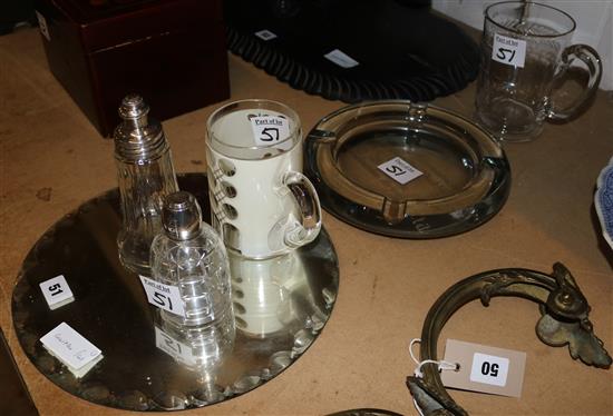 Two glass tankards etc.